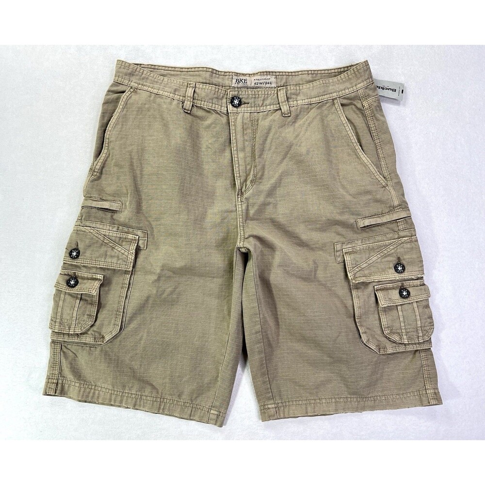 BKE Buckle Cargo Shorts Athletic Fit Utility Ripstop Cotton 12” Mens Fitting 38*